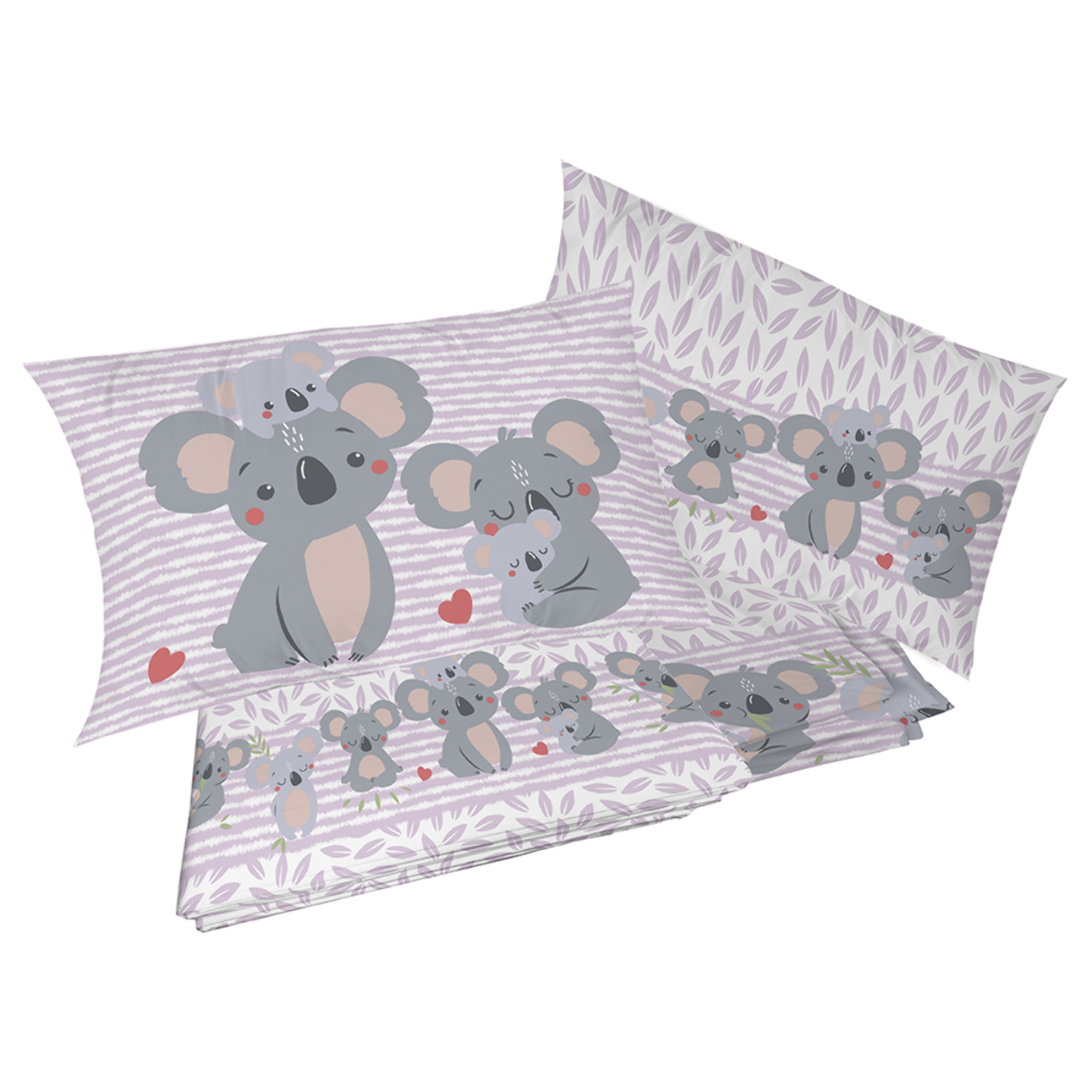Completo letto koala rosa