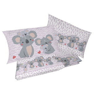 Completo letto koala rosa