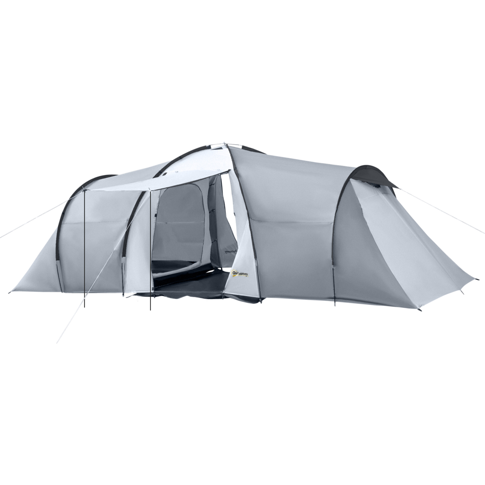 Tente de camping familiale 4-6 personnes 2 cabines 2 portes auvent 5,9L x 2,45l x 1,93H m rouge gris