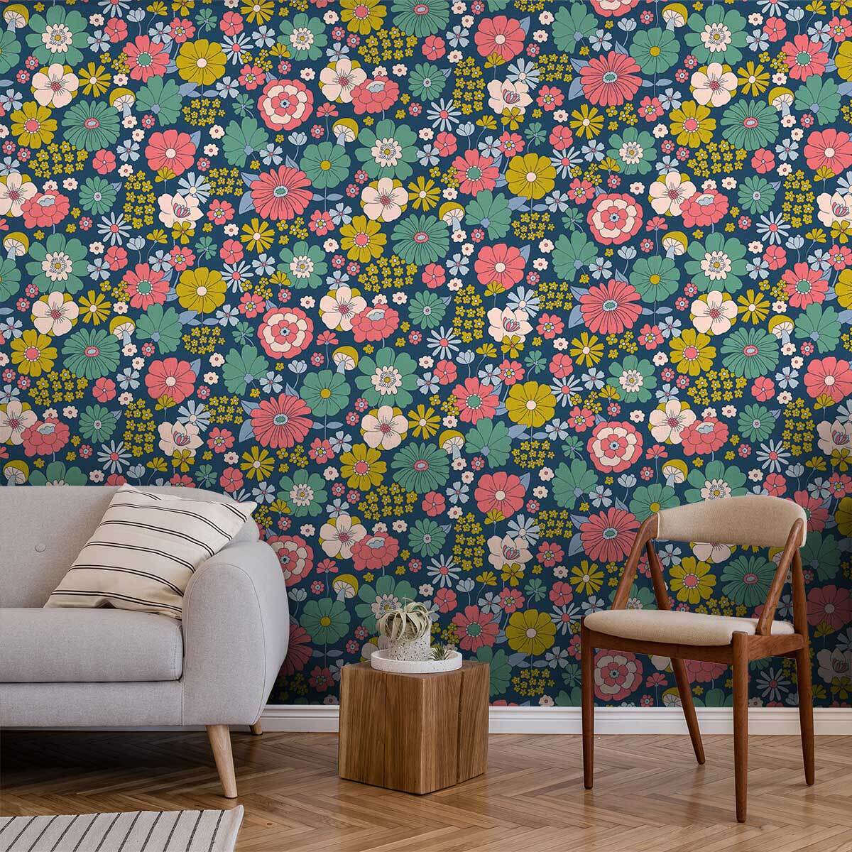 Papier peint panoramique Psyché floral  Intissé