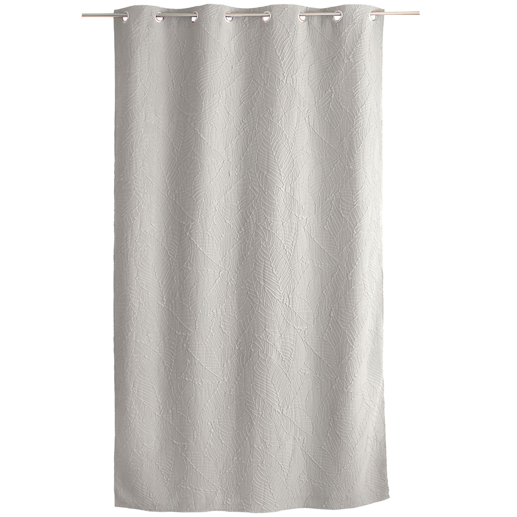 Rideau à oeillets feuillage aspect gaufré - Ecru