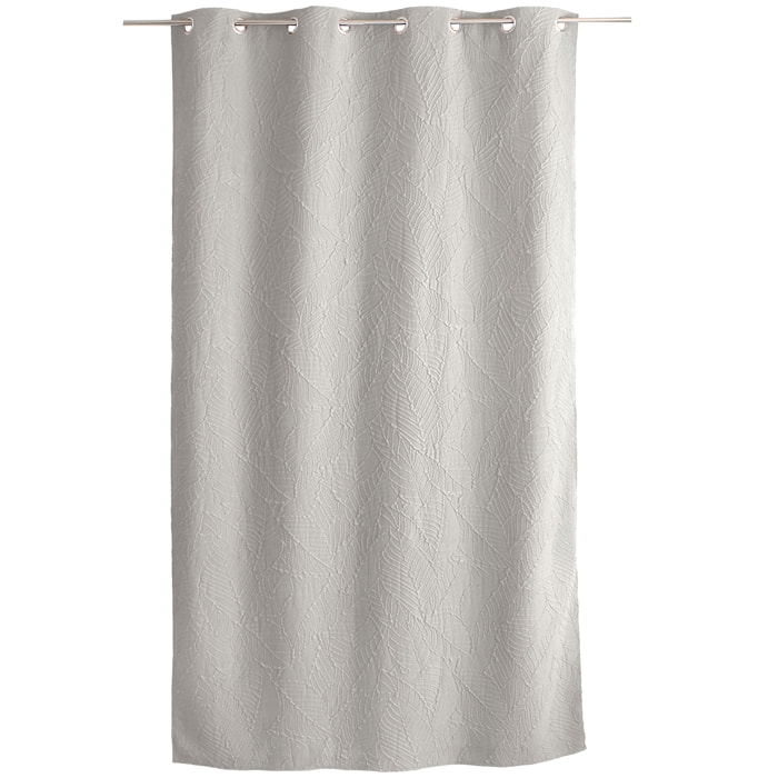 Rideau à oeillets feuillage aspect gaufré - Ecru