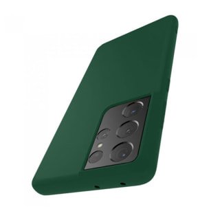 Coque Samsung Galaxy S21 Ultra 5G Silicone liquide Vert Foret + 2 Vitres en Verre trempé Protection écran Antichocs