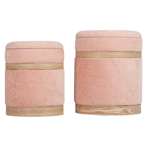 Set 2 Puffs Velvet 36x36x44 31x31x38 Cm