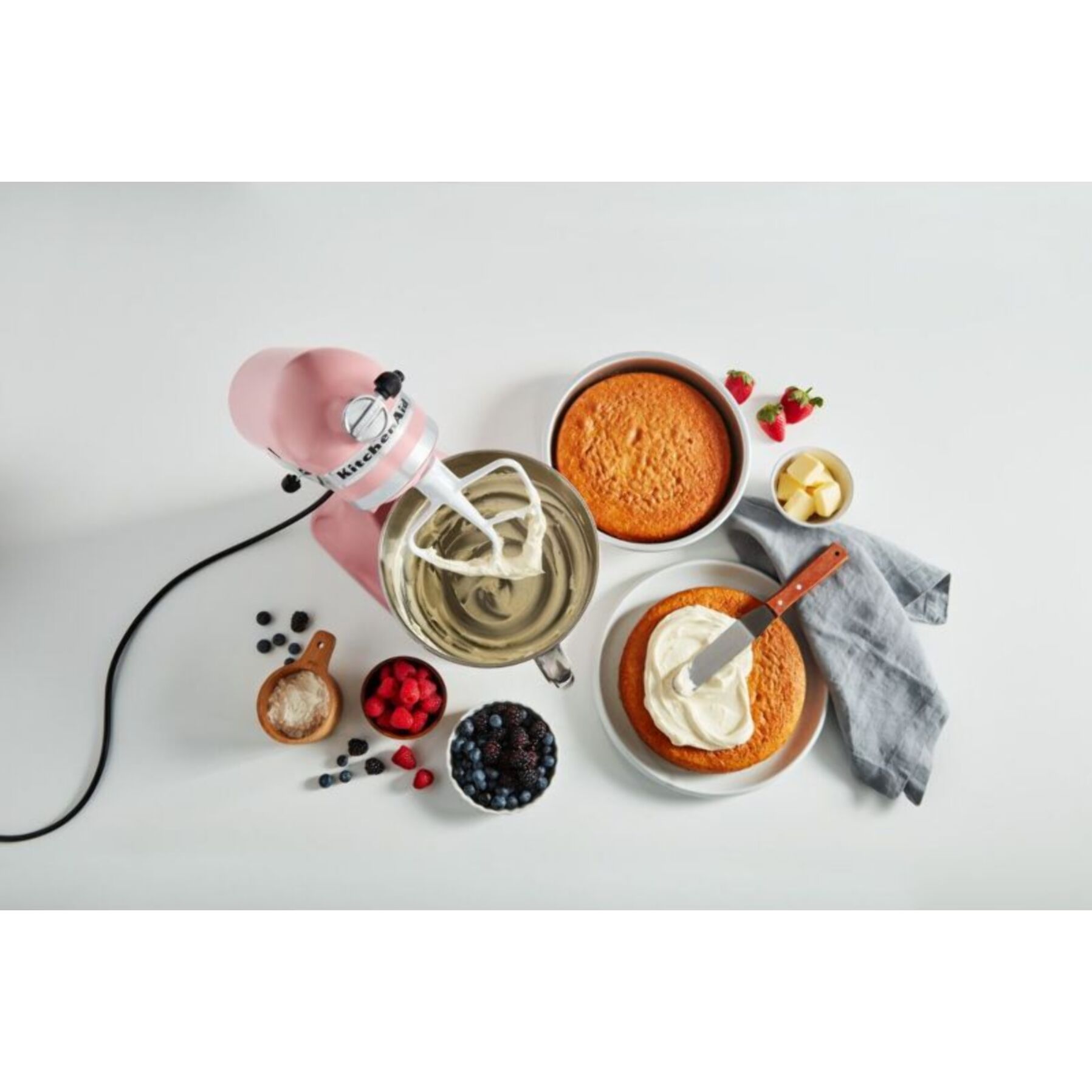 Robot pâtissier KITCHENAID 5KSM175PSEDR rose poudré, 4,8 L, bol avec poignée + bol 3 L, batteur souple et couvercle