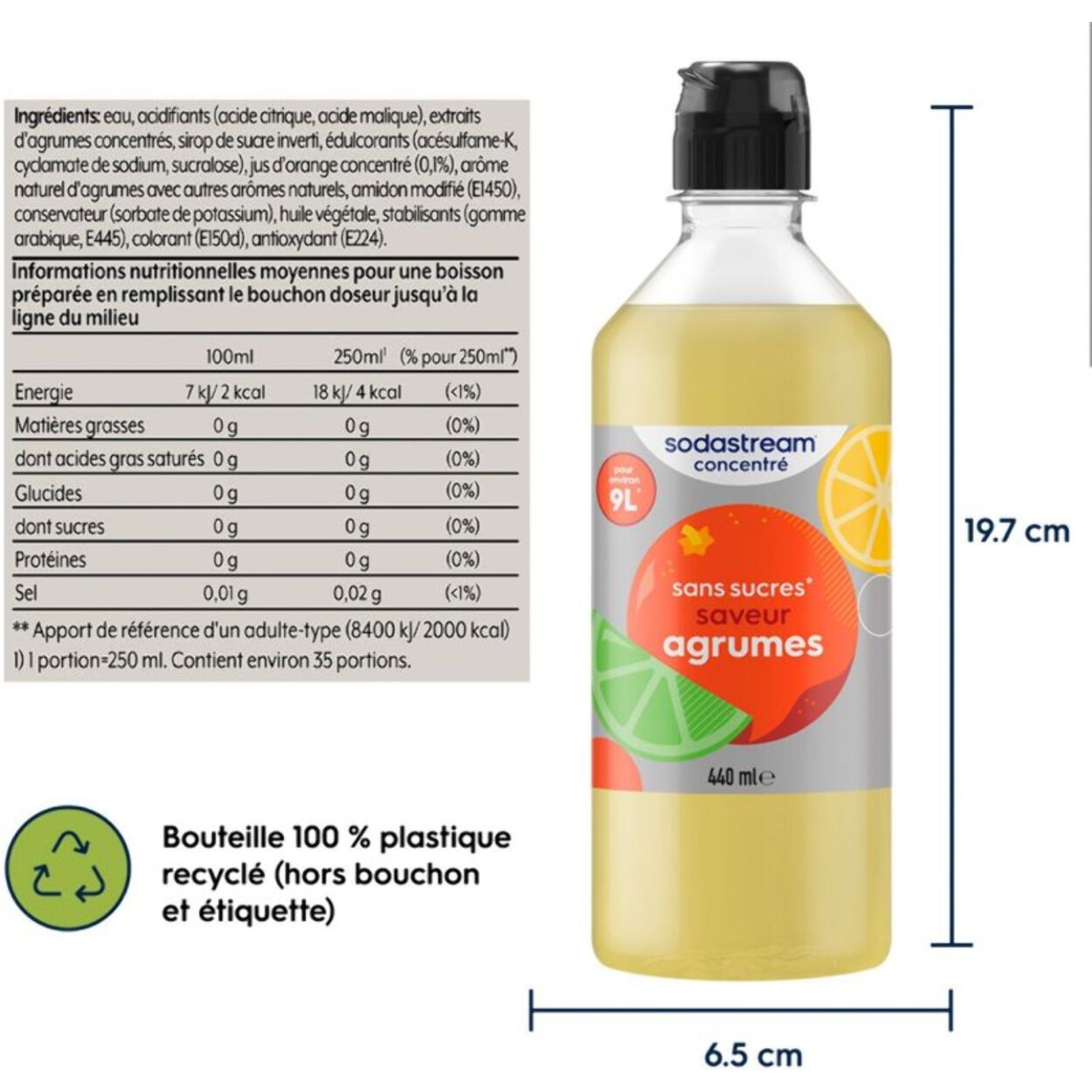 Concentré SODASTREAM saveur agrumes sans sucres 440 mL