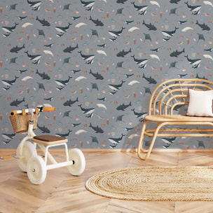Papier peint enfant Le Bal des Baleines Intissé