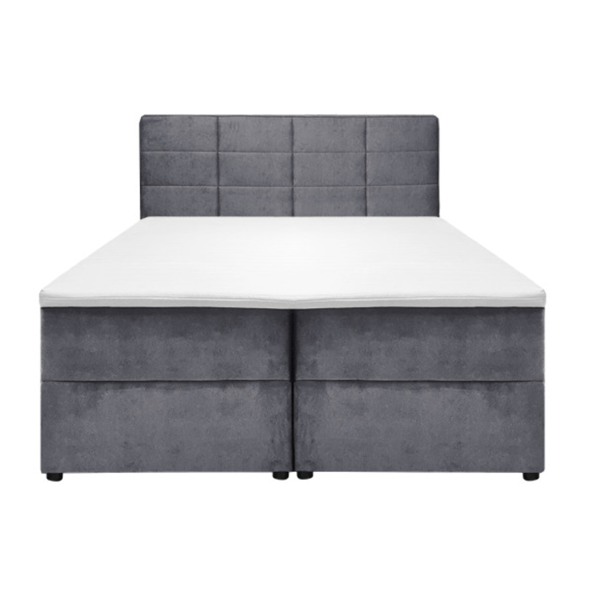 Lit boxspring complet en velours gris ou taupe 160x200 - GENEVE