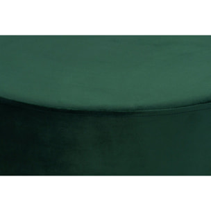 Pouf tondo Nano in velluto verde bosco con base dorata