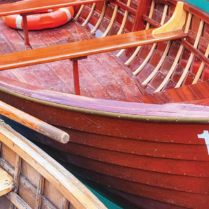 Affiche encadrée barques en bois eau turquoise Affiche + cadre en métal - Noir