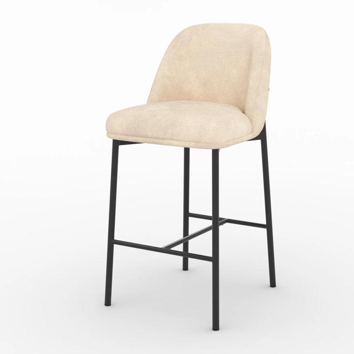 Lot de 2 chaises pour îlot central 67 cm en tissu beige - Noah