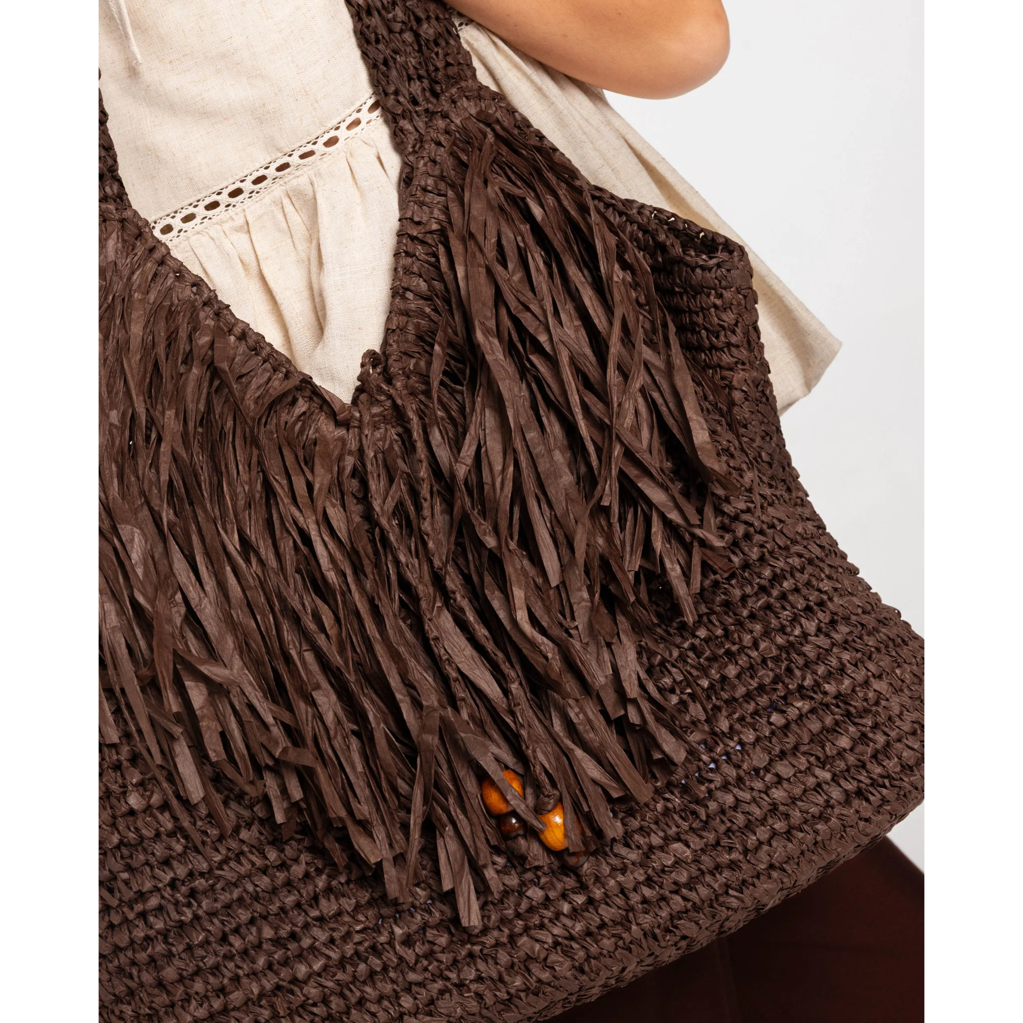 Bolso shopper de rafia de mujer