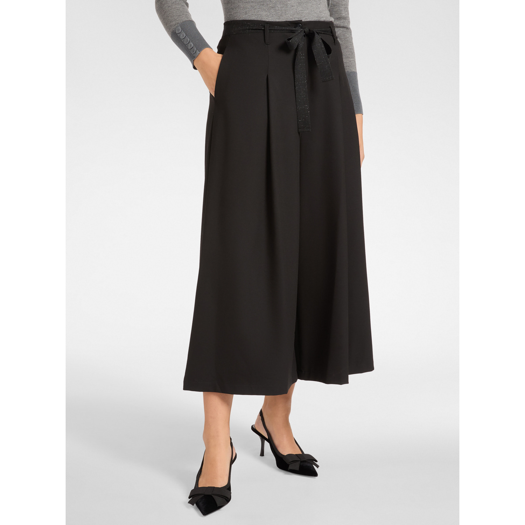 Elena Mirò - Pantaloni ampi con cintura - Nero