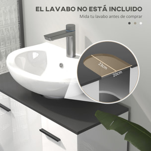 Mueble bajo Lavabo Mueble de Lavabo con Pie Mueble de Baño con 2 Puertas y Estantes Ajustables para Lavabo con Pedestal o con Pies 80x34x60 cm Blanco Brillante