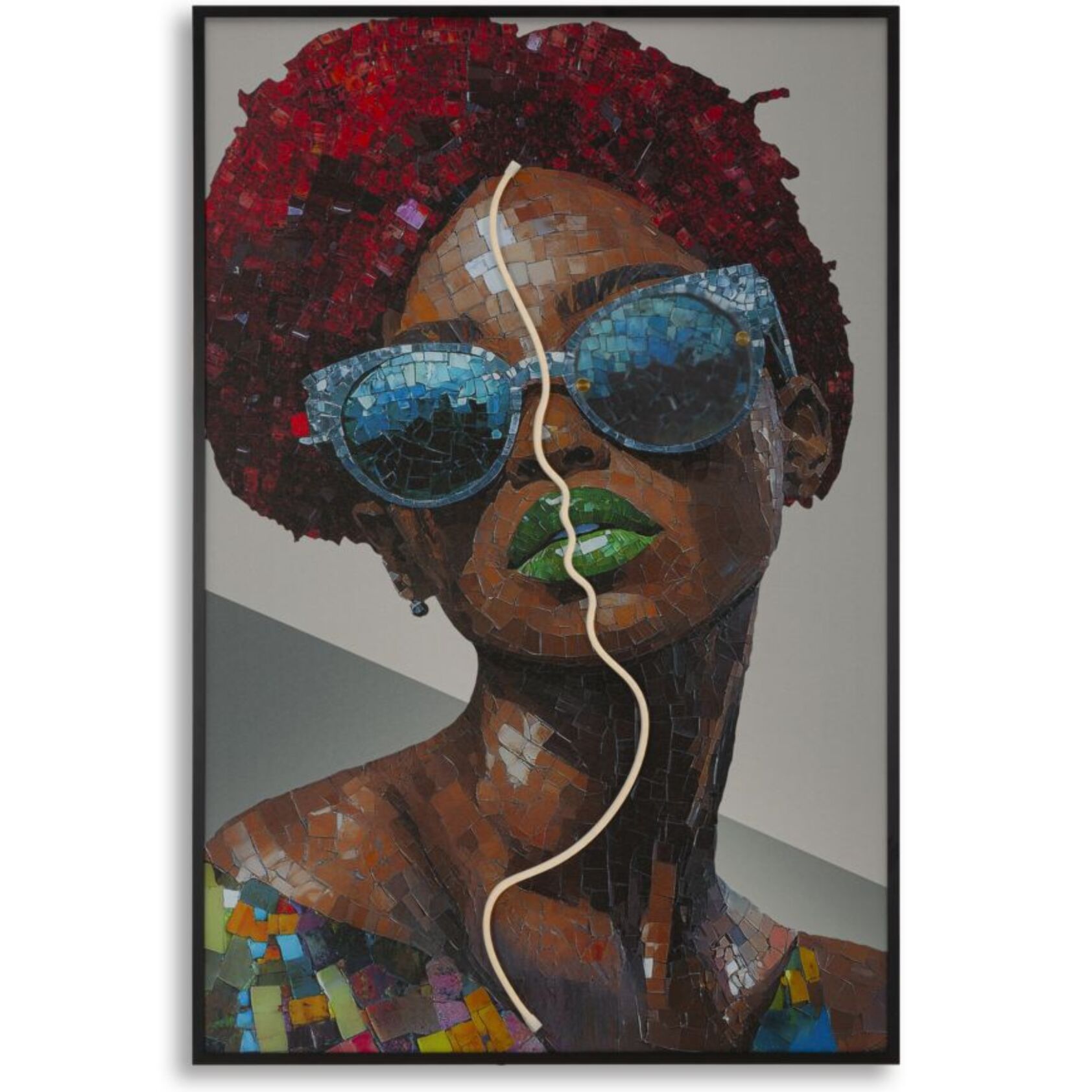 STAMPA C/LED SU TELA AFRO CM 60X3,5X90 (APPLICAZIONE 3D ACRILICO)