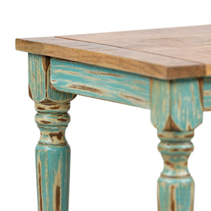 Tavolino quadrato in legno di mango azzurro decapato 40x40x40 cm - Salento