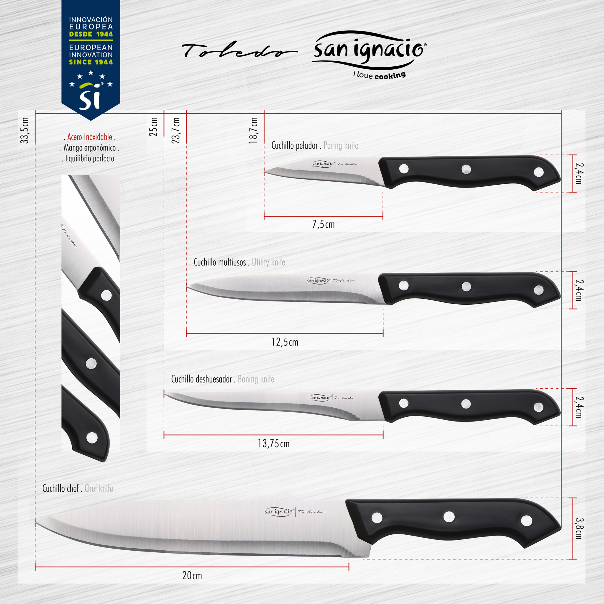 Cuchillo pelador 7.5cm  colección Toledo San Ignacio