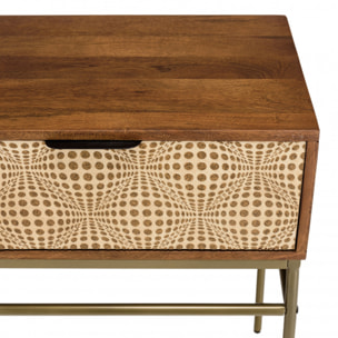 ALIX - Console en bois de manguier 2 tiroirs motifs ethniques