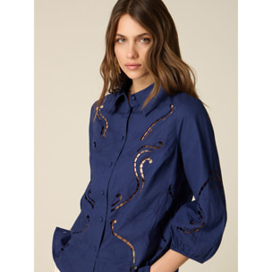 Oltre - Camisa en sangallo - Azul