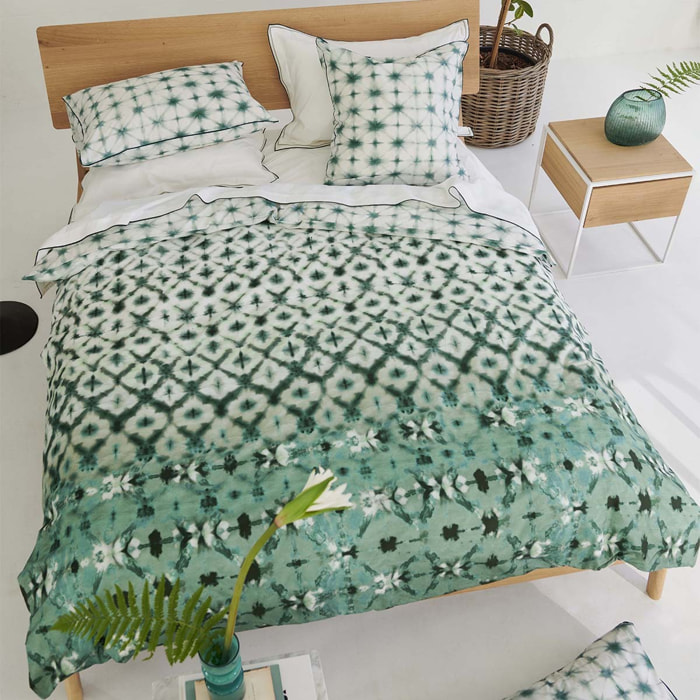 Housse de couette imprimée en percale de coton, KARAOSHI CELADON, Vert moyen