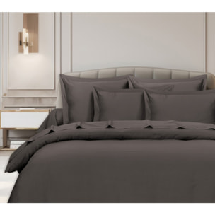 Parure housse de couette en satin de coton anthracite