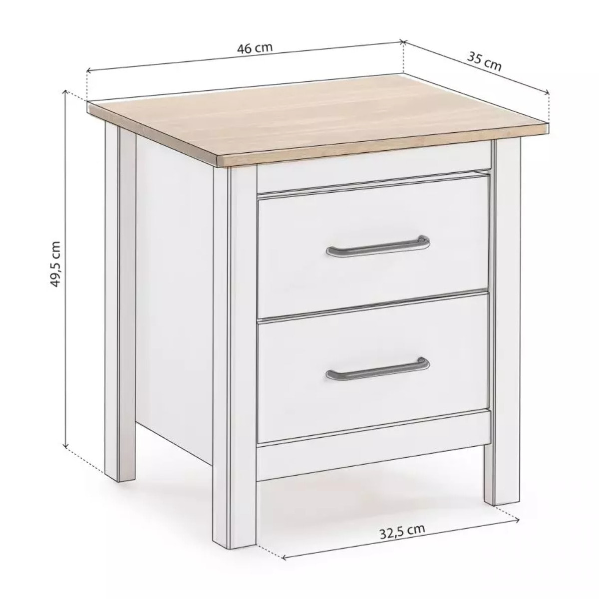 Mesita de noche Eira Blanco - Oak