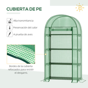 Invernadero de Jardín con 4 Estantes Metálicos Puerta Enrollable y Cubierta de PE Vivero Casero de Terraza para Cultivo Plantas Flores Macetas 80x49x160 cm Verde