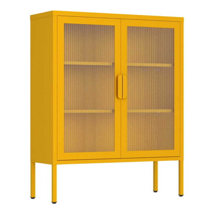 Vetrina in metallo 2 ante con ripiani 80x38x100h cm senape - Pop