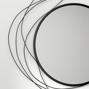 Miroir rond design moderne Ø 65 cm métal filaire noir