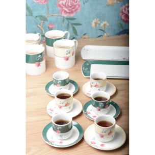 Tasses a cafe floral - lot de 6