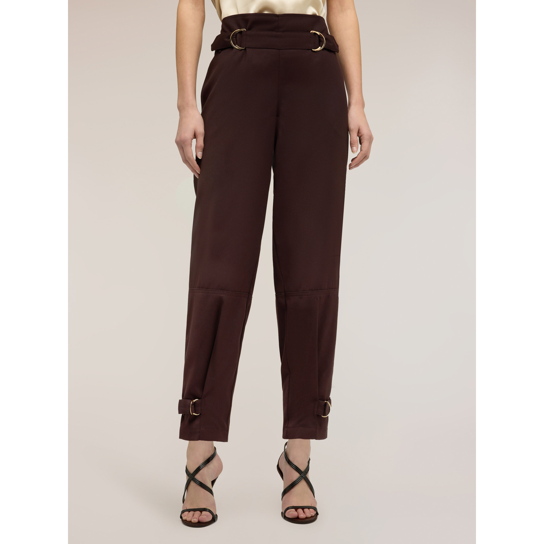 Motivi - Pantaloni in poliviscosa con cinturini - Marrone