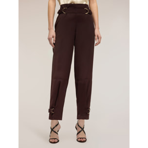 Motivi - Pantaloni in poliviscosa con cinturini - Marrone
