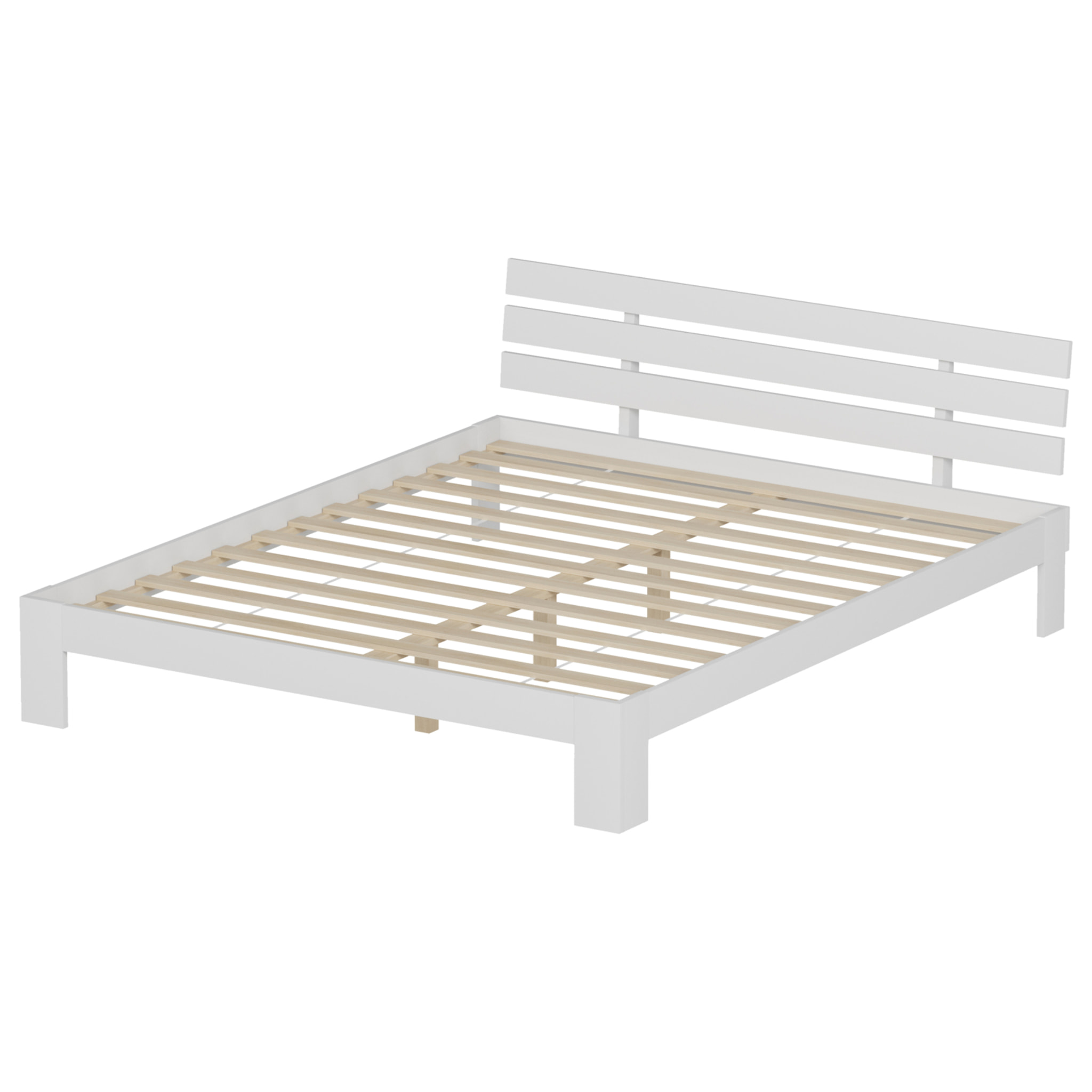 Lit en bois avec tête de lit 160x200cm blanc FINN