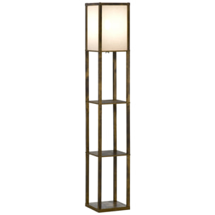 Lampadaire étagère lampe étagère 26L x 26l x 160H cm 3 étagères 4 niveaux MDF aspect bois vieilli