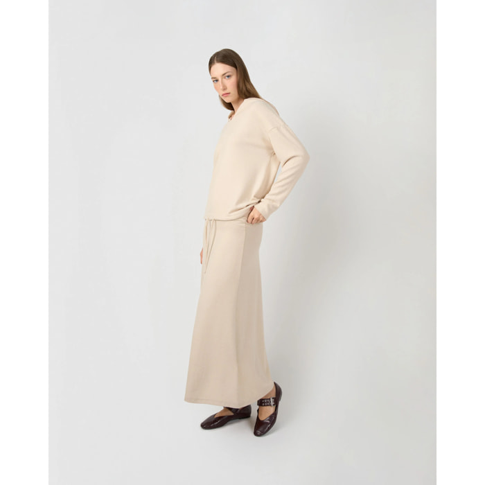 Falda midi viscosa evasé angorina beige