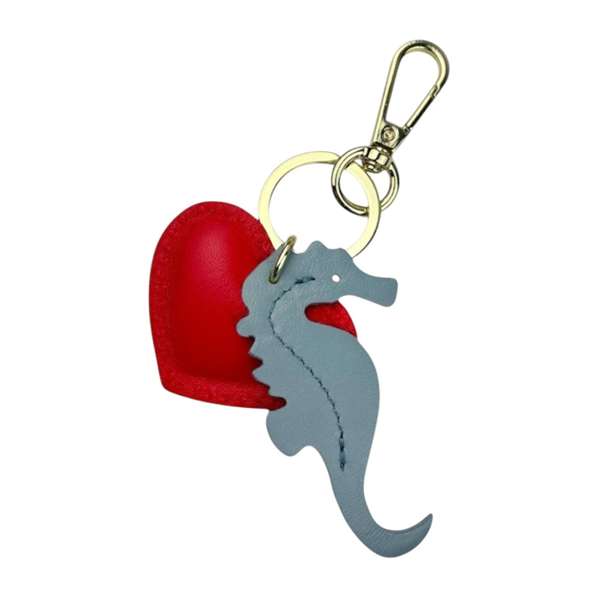 Llavero de corazón rojo Cheval Firenze con caballito de mar azul