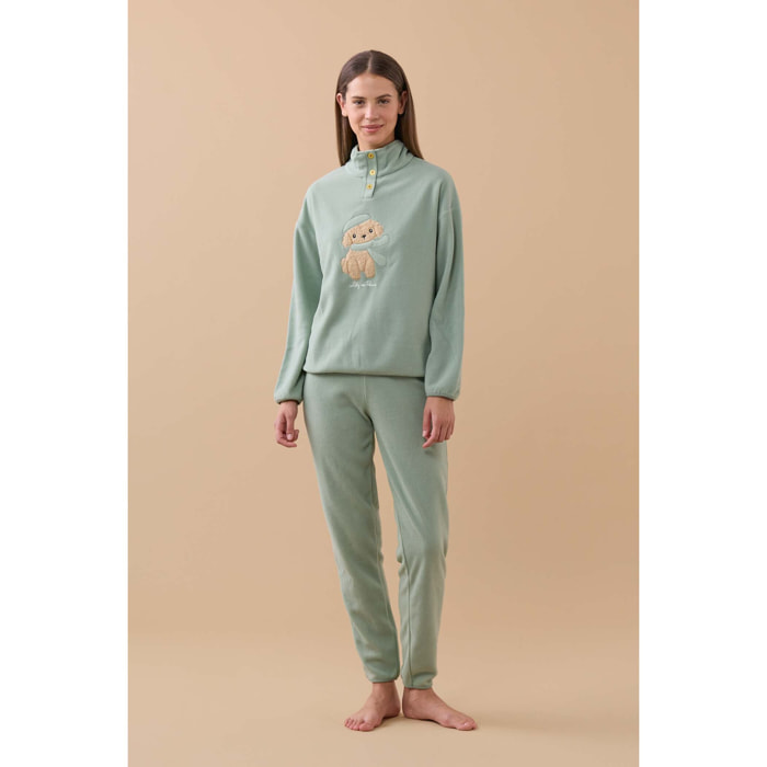 Pigiama donna lily in paris in pile con collo tre bottoni Noidinotte