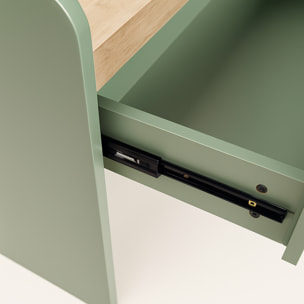 Afrodite - Toeletta Trucco con Luce LED Cassetto 3 Ripiani e Prese Postazione Make Up in Legno Salvia