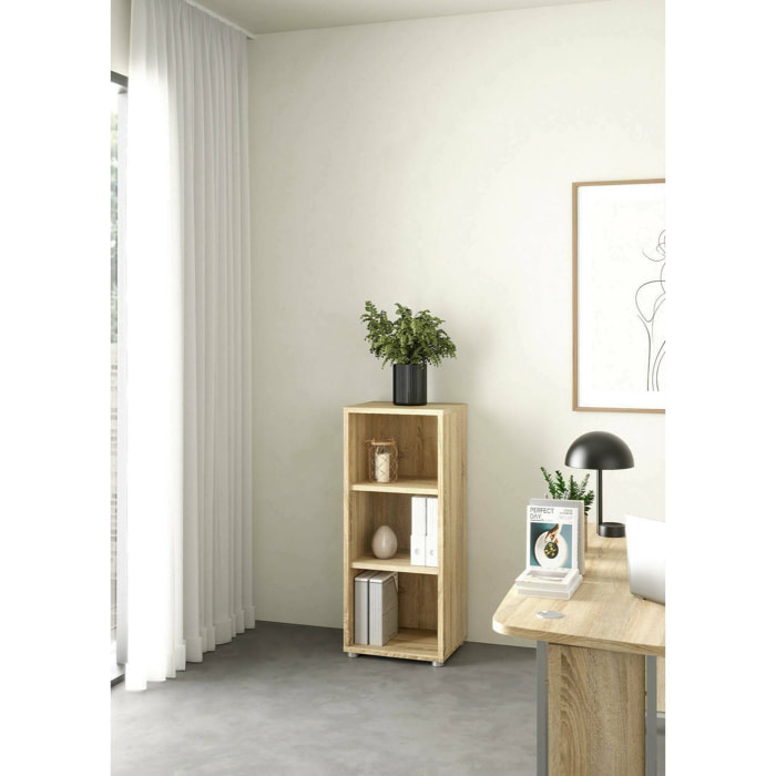 Libreria Minsk, Scaffale da ufficio, Mobile portalibri, Biblioteca, 47x40 h113 cm, Quercia