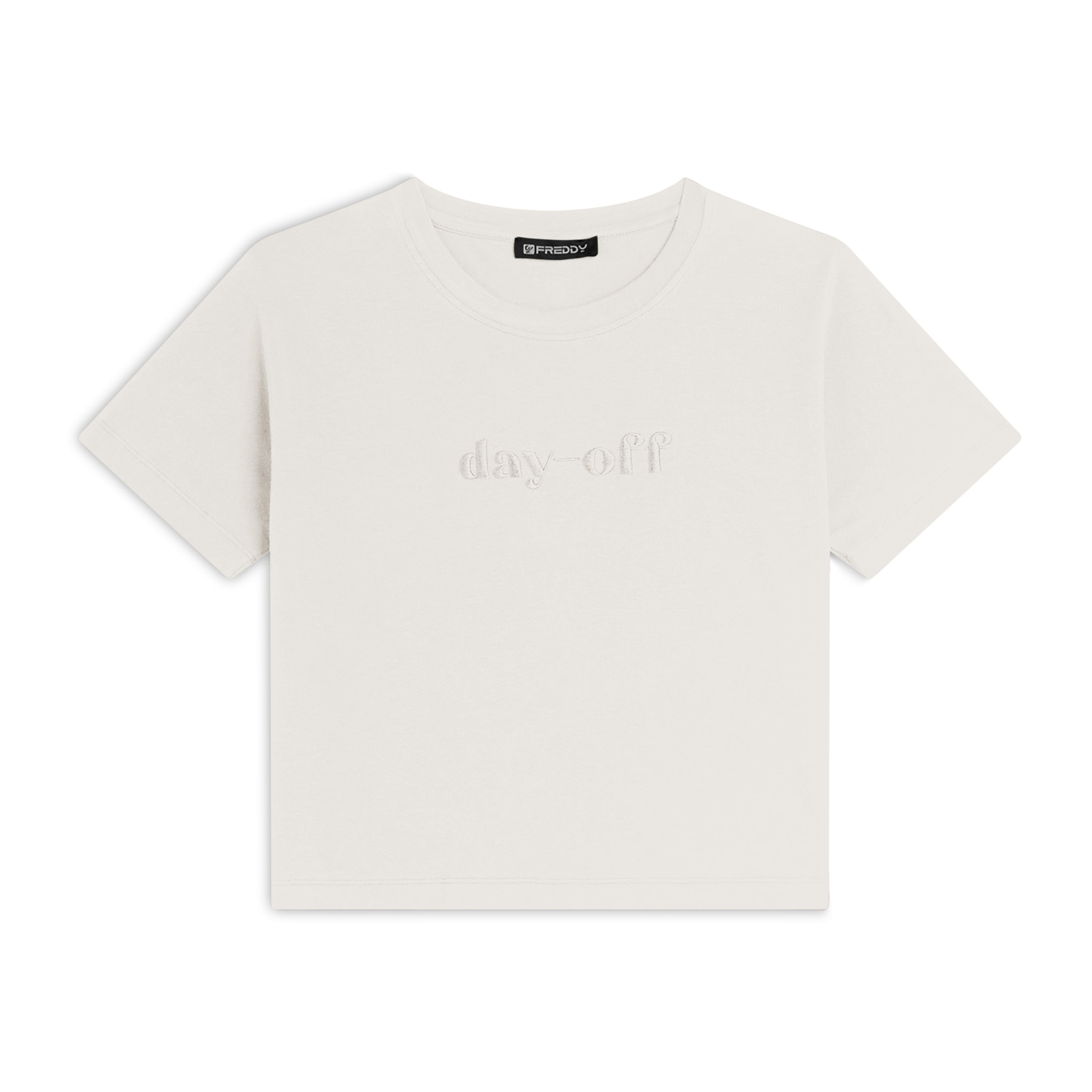 T-shirt Cropped girocollo fit comfort con ricamo