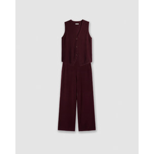 Set chaleco pantalón angorina burdeos