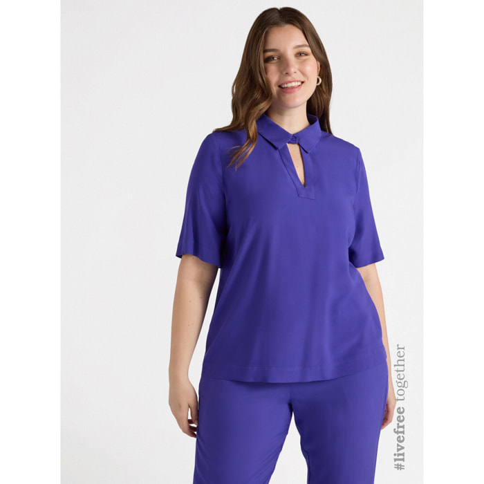 Fiorella Rubino - Blusa boxy de viscosa LENZING™ ECOVERO™ - Violeta
