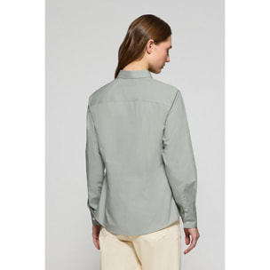 Camicia verde giada slim fit in popeline con logo