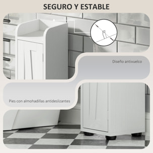 Columna de Baño Estrecha con 2 Puertas Armario Alto de Baño Rústico con Cajón Compartimento Abierto Estantes Ajustables y Portarrollos 20x20x185 cm Blanco