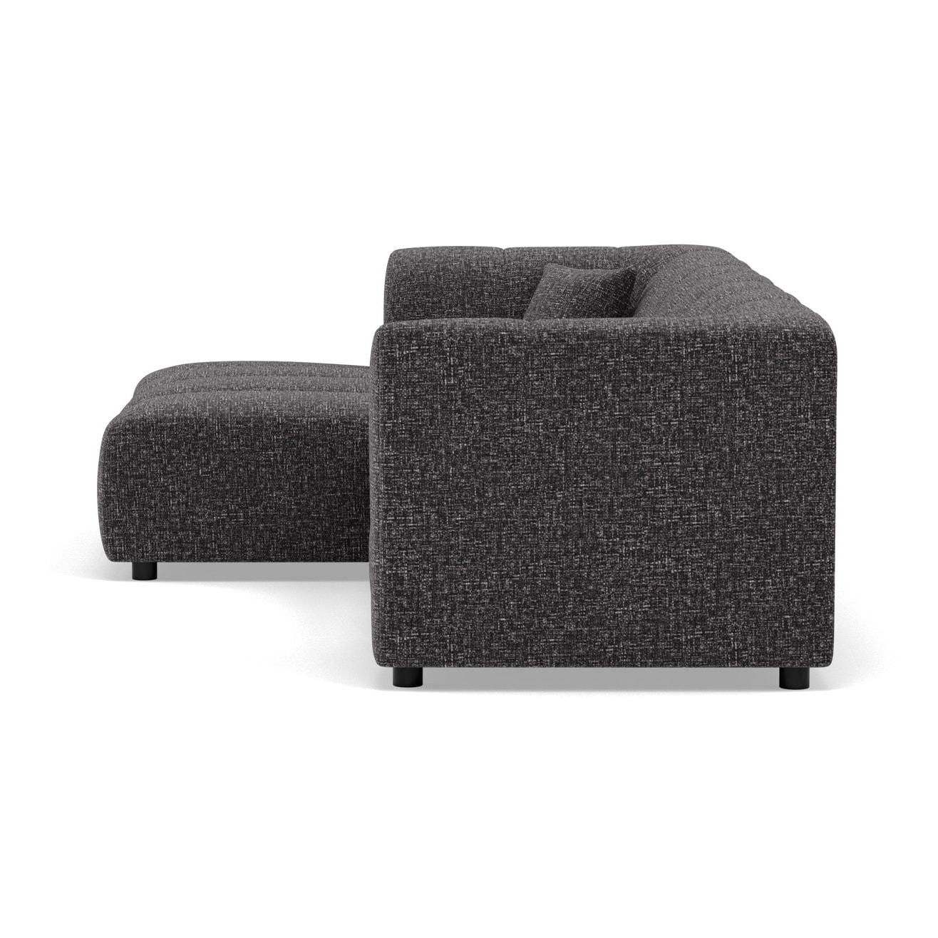 Curtis - canapé d'angle gauche 4 places avec accoudoir en tissu texturé - Gris foncé