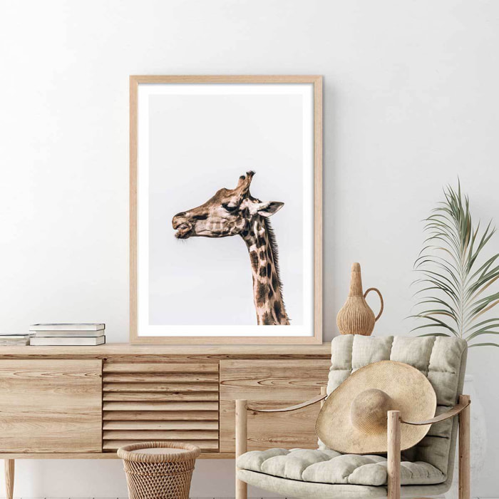 Affiche animaux prendre de la hauteur Affiche + cadre en bois - Chêne