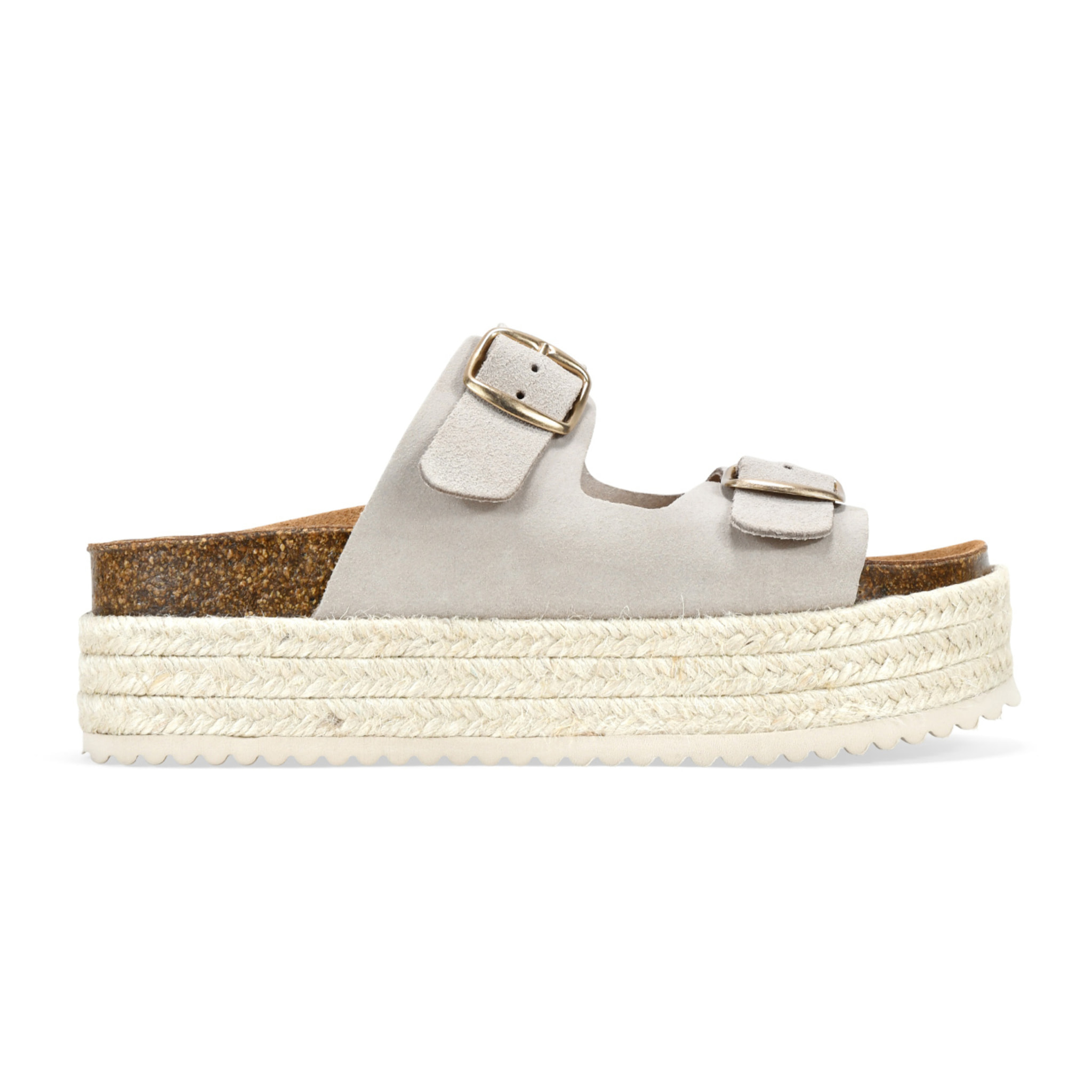 Sandalias de plataforma beige en piel