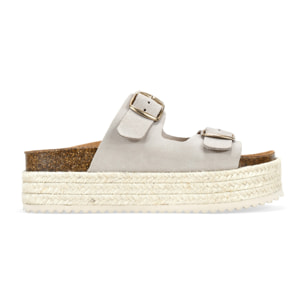 Sandalias de plataforma beige en piel