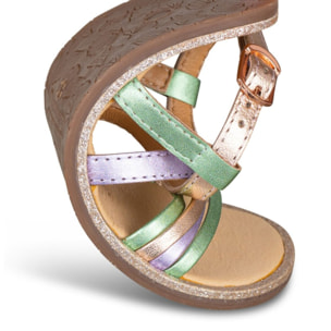SANDALIA BAREFOOT DE PIEL CHETTO TIRAS ORO ROSADO