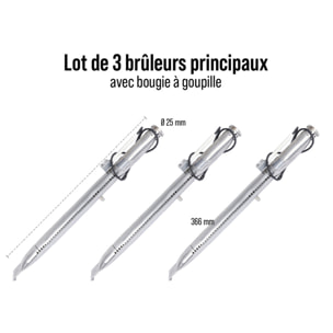 Lot 3 brûleurs avec bougie a goupille